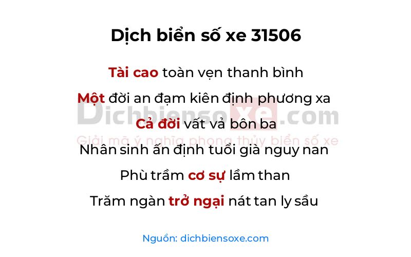 Dịch thơ biển số 31506