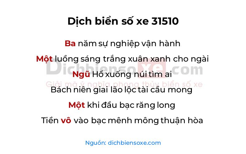 Dịch thơ biển số 31510