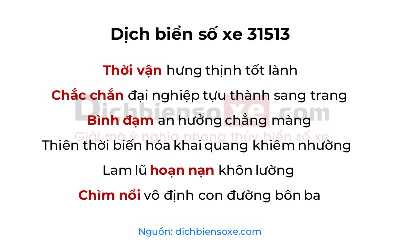 Dịch thơ biển số 31513