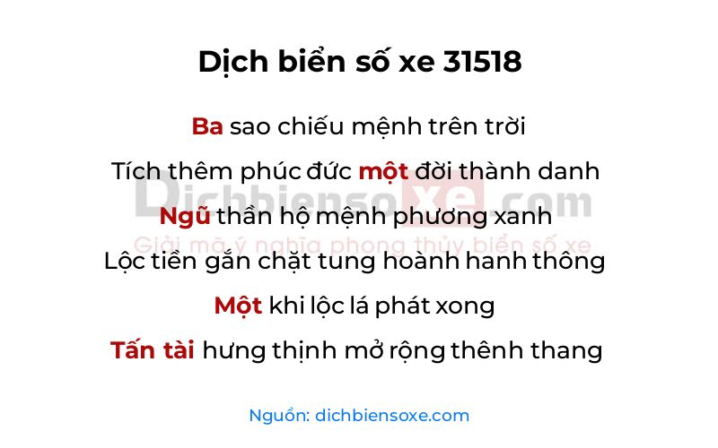 Dịch thơ biển số 31518