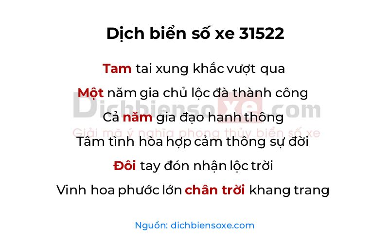 Dịch thơ biển số 31522