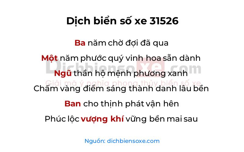 Dịch thơ biển số 31526