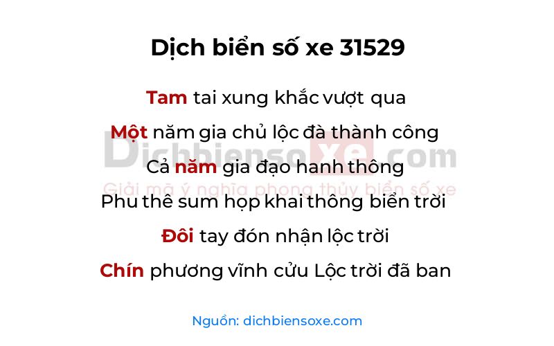 Dịch thơ biển số 31529