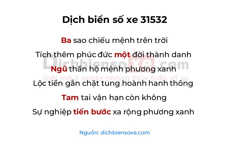 Dịch thơ biển số 31532