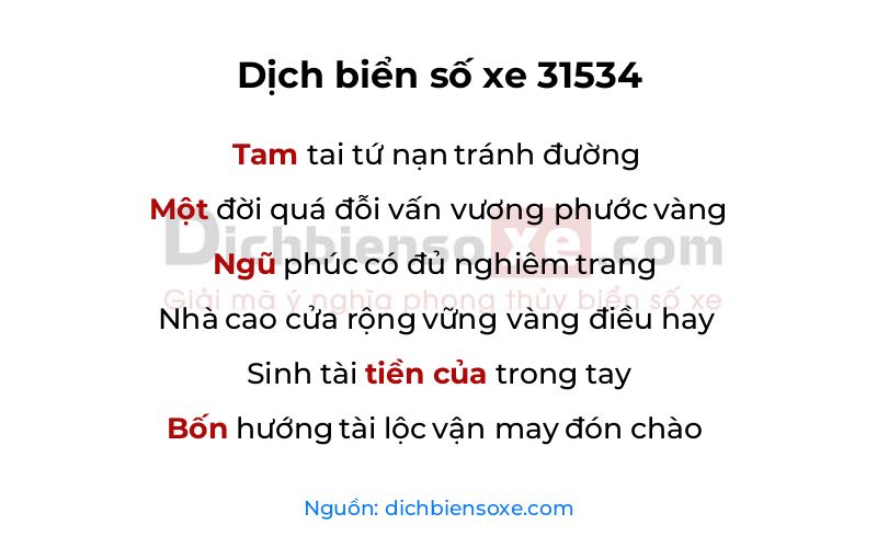 Dịch thơ biển số 31534