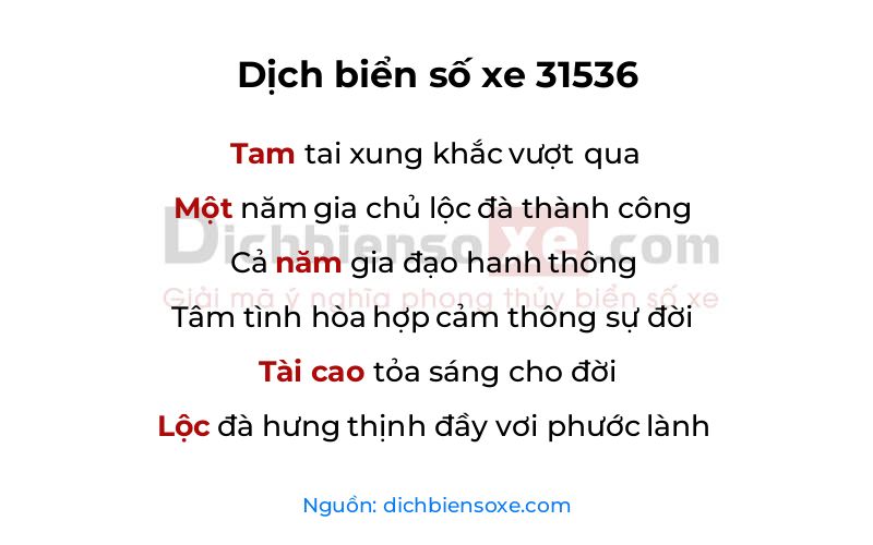 Dịch thơ biển số 31536