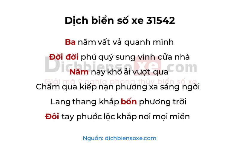 Dịch thơ biển số 31542