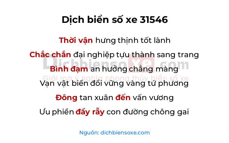 Dịch thơ biển số 31546