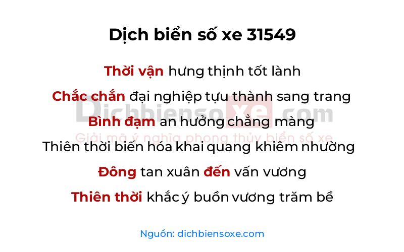 Dịch thơ biển số 31549