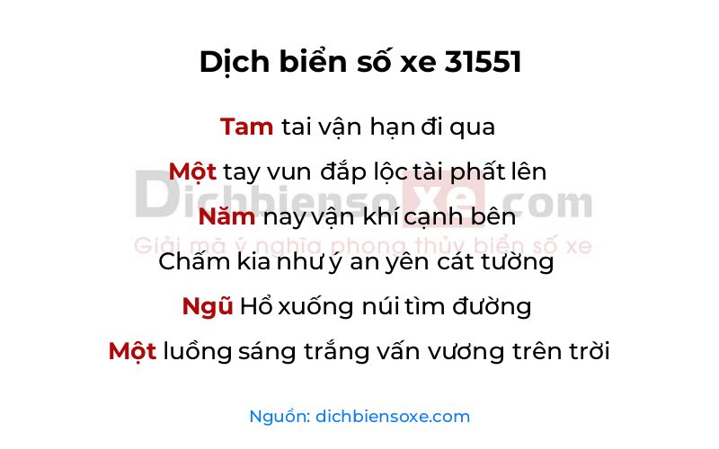 Dịch thơ biển số 31551