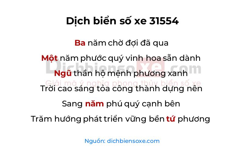 Dịch thơ biển số 31554
