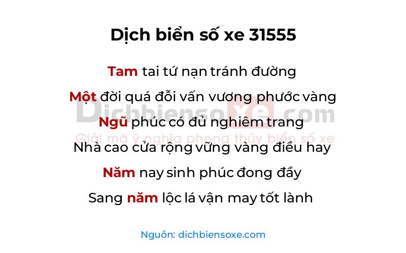 Dịch thơ biển số 31555