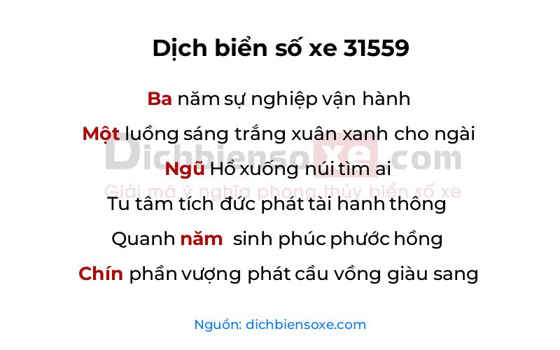 Dịch thơ biển số 31559
