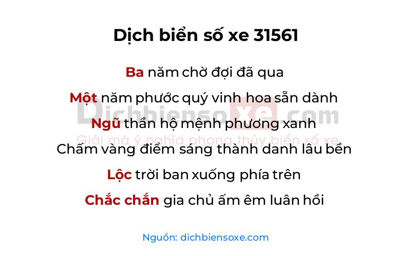 Dịch thơ biển số 31561