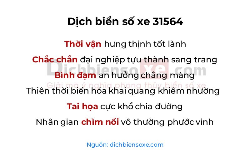 Dịch thơ biển số 31564
