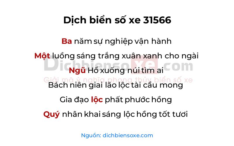Dịch thơ biển số 31566