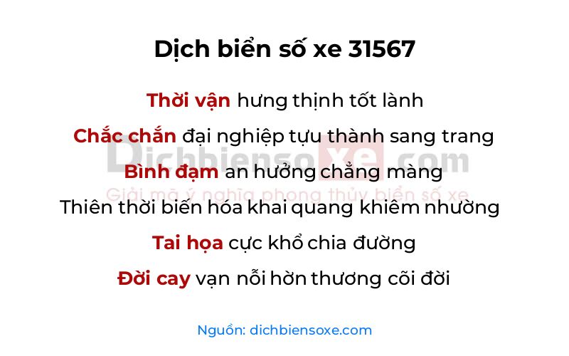 Dịch thơ biển số 31567