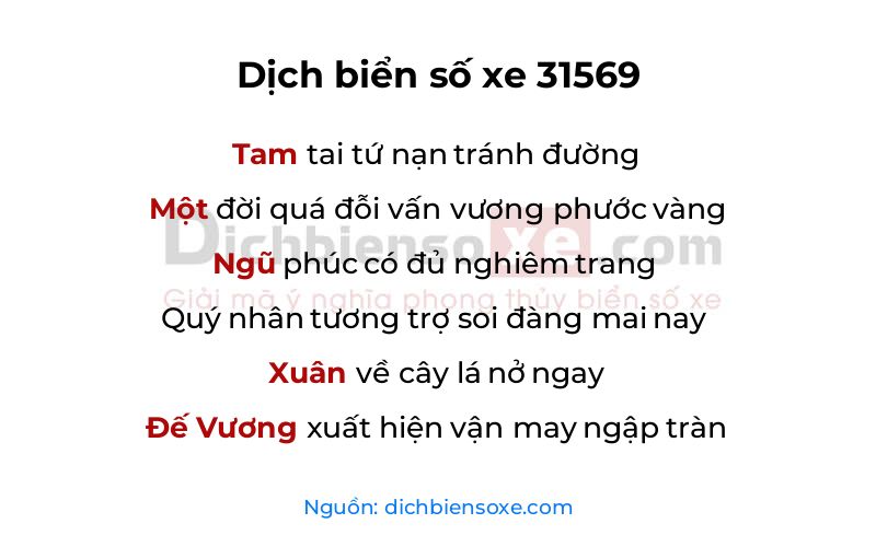Dịch thơ biển số 31569