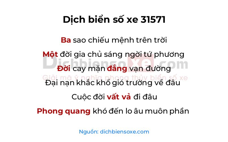 Dịch thơ biển số 31571