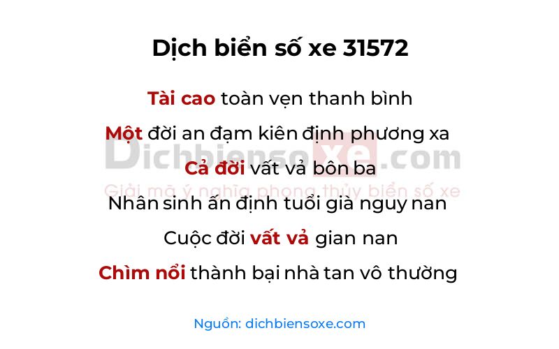 Dịch thơ biển số 31572