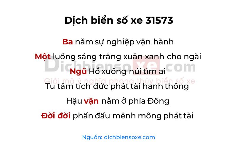 Dịch thơ biển số 31573