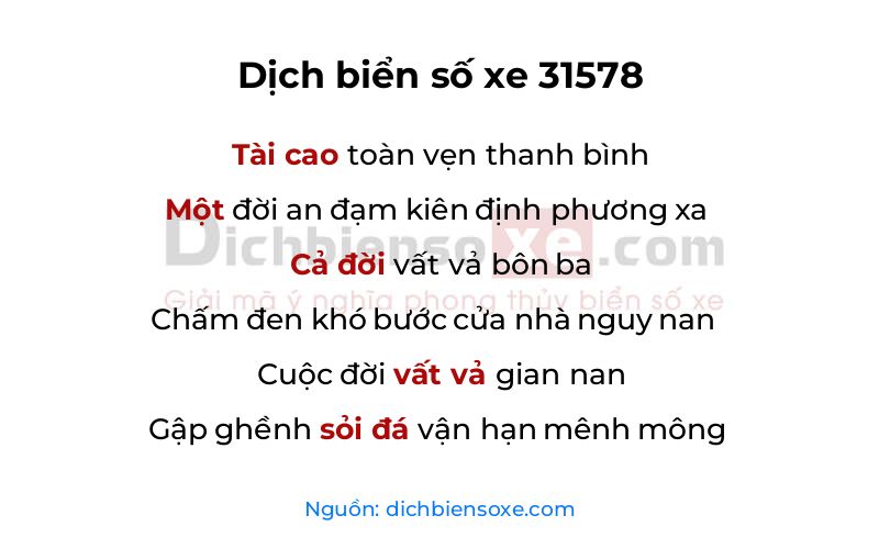 Dịch thơ biển số 31578