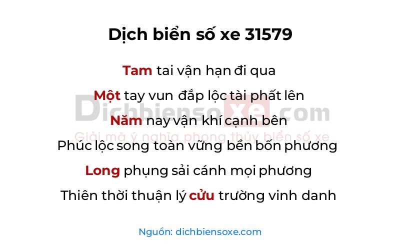 Dịch thơ biển số 31579
