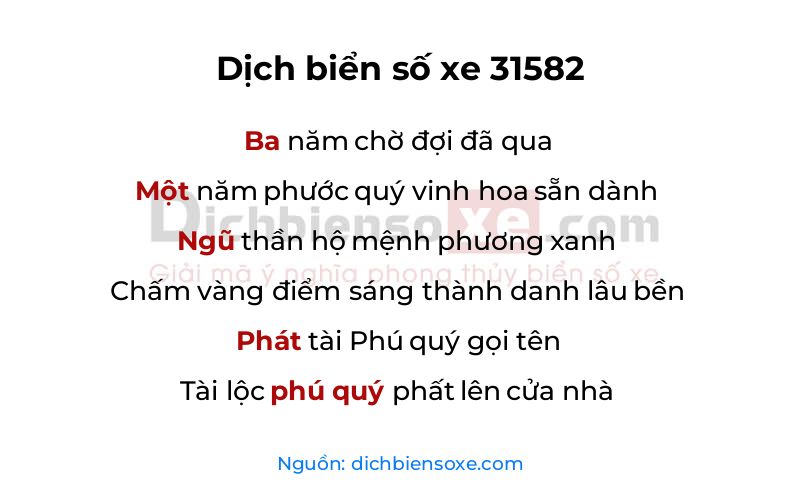 Dịch thơ biển số 31582