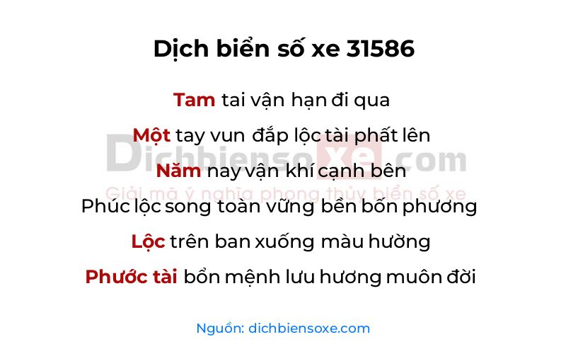 Dịch thơ biển số 31586