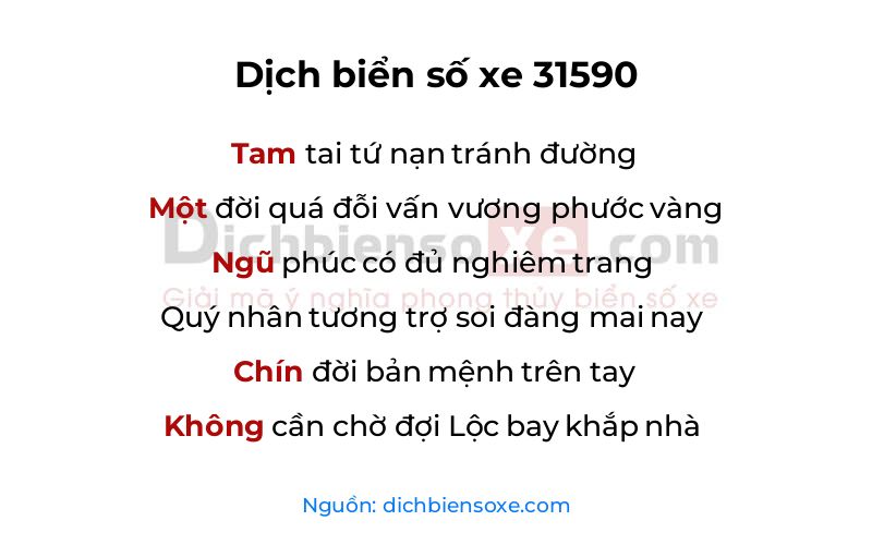 Dịch thơ biển số 31590