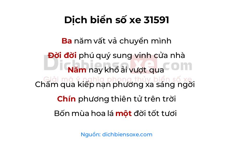 Dịch thơ biển số 31591
