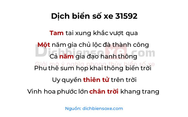 Dịch thơ biển số 31592
