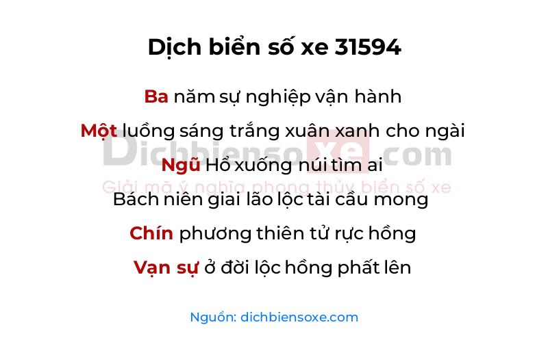 Dịch thơ biển số 31594