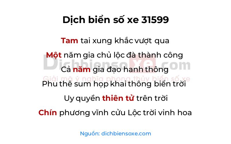 Dịch thơ biển số 31599