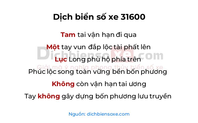Dịch thơ biển số 31600