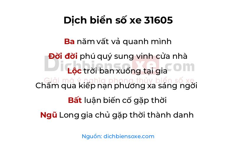 Dịch thơ biển số 31605