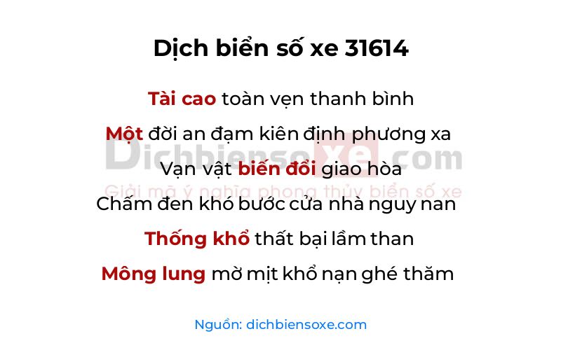 Dịch thơ biển số 31614