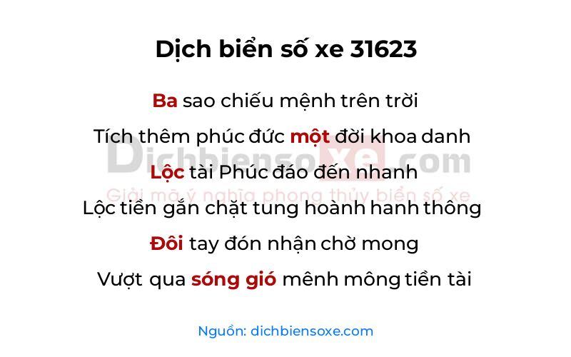 Dịch thơ biển số 31623