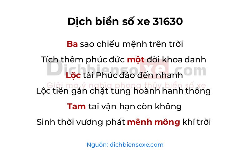 Dịch thơ biển số 31630