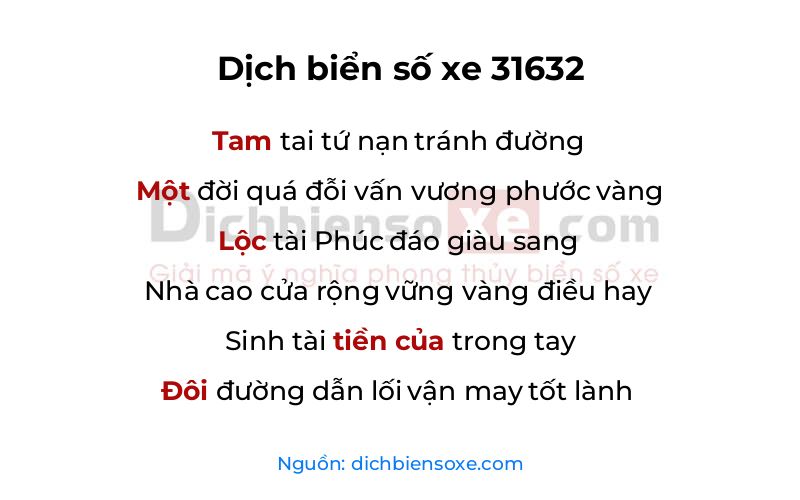 Dịch thơ biển số 31632