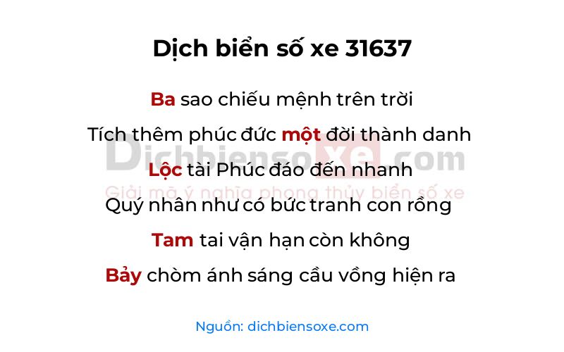 Dịch thơ biển số 31637