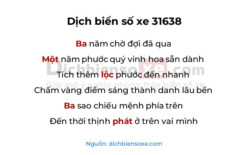 Dịch thơ biển số 31638