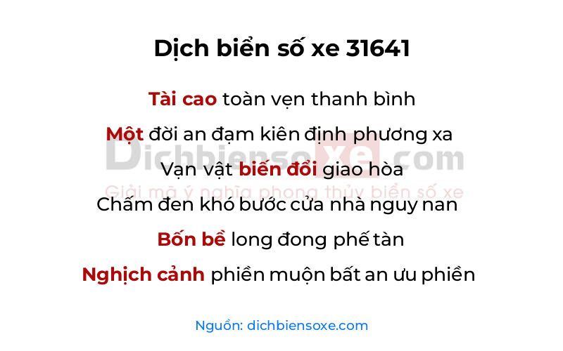 Dịch thơ biển số 31641