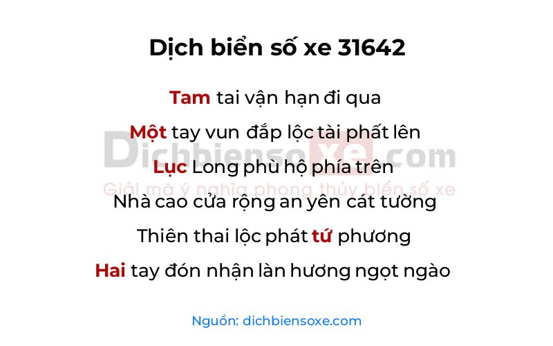 Dịch thơ biển số 31642