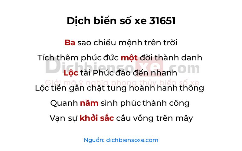 Dịch thơ biển số 31651