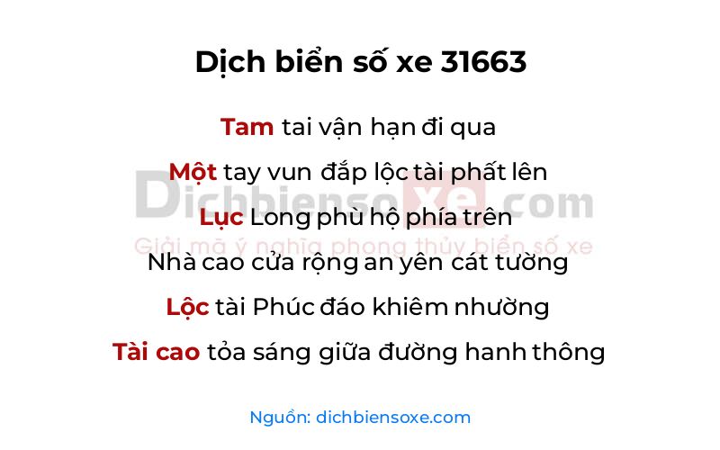 Dịch thơ biển số 31663