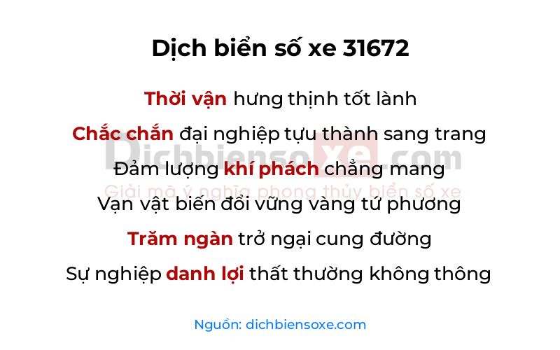 Dịch thơ biển số 31672