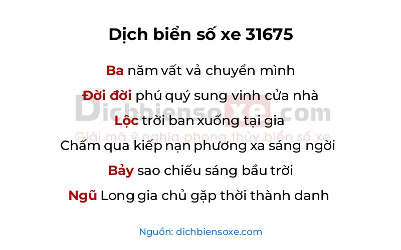 Dịch thơ biển số 31675