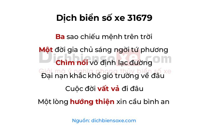 Dịch thơ biển số 31679