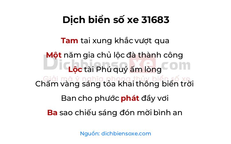 Dịch thơ biển số 31683